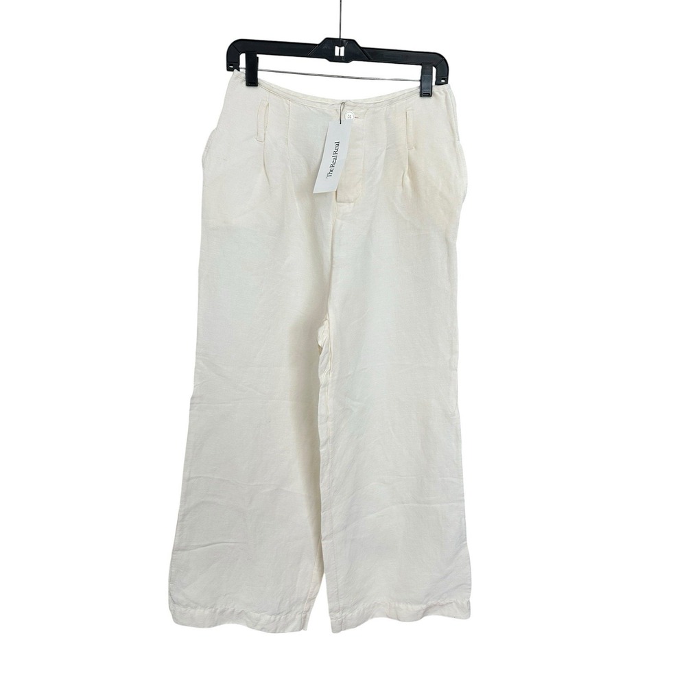 Rails Linen Blend Pants Womens‎ Size Small Pleated Wide Leg Ivory Zip #Y13-3